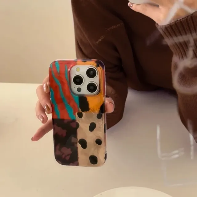 New Retro Four-Color Leopard Pattern TPU Phone Case for iPhone 16 15 14 13 12 11 Pro Max 7 8 Plus X XR XS