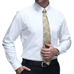 Haute qualité coton à manches longues bureau travail chemise hommes affaires chemises habillées formelles blanc formel chemise blanche pour hommes