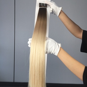 โรงงานผลิตผมยี่ห้อ Jasminebeauty ผมแท้แบบ Double Drawn Virgin Natural European Straight Remy PU Double Weft สีบลอนด์เดี่ยว 100% - Product Image 1