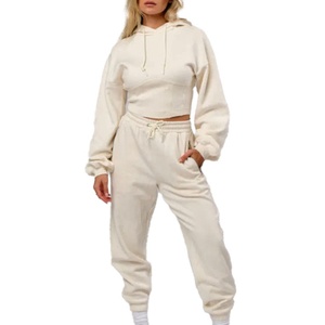 Conjunto Deportivo Informal de Alta Calidad con Logotipo Personalizado, Top Corto, Sudadera con Capucha, Pantalones Jogger, Conjunto de Chándal de Felpa para Mujer - Product Image 4