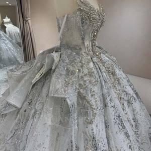 DW0191 Vestidos de Novia Brillantes sin Mangas con Lentejuelas y Cuentas, Estilo Imperio - Product Image 5