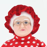 SOTE Amiable 45CM Rouge Mme Claus Figurine Décor De Noël Debout Chef Grand-Mère Poupées De Noël pour Cuisine Intérieure