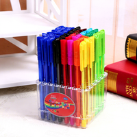 Stylo à bille classique transparent à triangle, boîte de présentation en plastique exquise avec stylo à bille multicolore