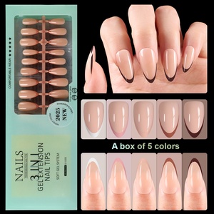 Lot de 150 <span class=keywords><strong>faux</strong></span> <span class=keywords><strong>ongles</strong></span> à presser sans couture French Tip, formes amande et cercueil, 5 couleurs, amovibles, vente en gros pour salons - Product Image 4