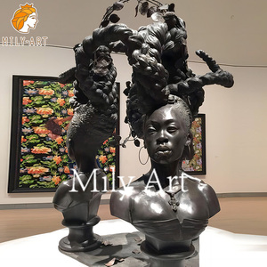 Desain kustom Dekorasi Rumah ukiran tangan patung dada patung kepala marmer Afrika - Product Image 4