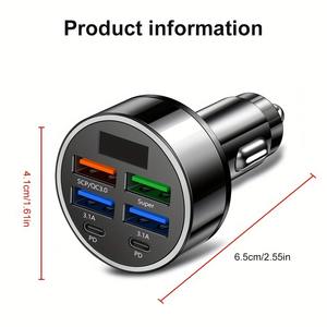 Convertidor portátil teléfono móvil cargador de teléfono de coche 6 en 1 cargador de coche USB tipo C PD QC 3,0 adaptador de carga rápida dispositivos de viaje - Product Image 6