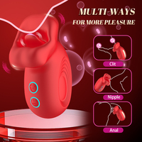 BDSM Hochwertiger Tragbarer 10-Gang IPX7 Wasserdichter Silikon-ABS Saugvibrator Starker Zungen-Leckvibrator für Brustwarzen und Klitoris