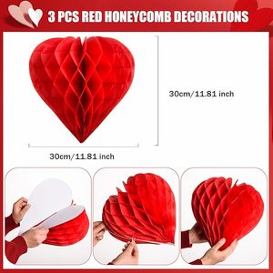 Vòng hoa kim loại màu đỏ và hình trái tim màu đỏ giấy tổ ong bóng tự làm Ngày Valentine đám cưới treo đồ trang trí - Product Image 6
