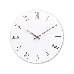 Korean Style Minimalist Mdf Wood Wall Clock Custom Logo 12 Inch Modern Round White Simple Clocks