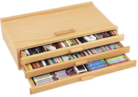 Coffre de rangement pour artiste en bois massif à 3 tiroirs, organisateur de studio pour tubes de peinture