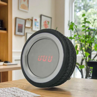 Mode Roue LED Miroir Numérique Pneu Forme Table Alarme Table Horloge Reloj