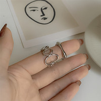 Ins-style Simple Individuel Petite Pierre Précieuse Conception Alliage Or Argent Anneau Froid Polyvalent et Haut de Gamme 2 Pcs/Set Anneau pour les Femmes