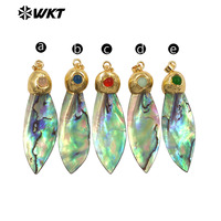 WT-JP447 en gros Vintage Design plaqué or naturel ormeau coquille feuille forme petits pendentifs comme boucles d'oreilles collier bricolage trouver