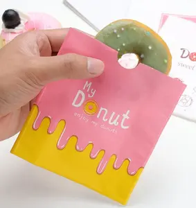 Logo kustom daur ulang dicetak Taiyaki donat roti makanan makanan bawa keluar lilin kemasan tas kertas kecil