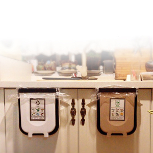 Cabinet Door Hanging Trash Can Kitchen Wall Mounted Garbage Bin Foldable Waste Bins
