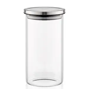 LINUO Borosilicate Jar Glass Food Storage Container Canister Sets Glass Jar With Metal Lid
