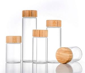 24 Pcs Clear Glass Empty Square <b>Spice</b> Bottle <b>Jars</b> With Bamboo Wooden Lids 4 Oz 120Ml - Product Image 2