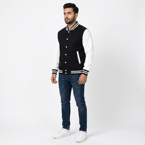 Custom <b>Men's</b> Canvas Varsity <b>Jacket</b> with Stand Collar <b>Men's</b> Letterman Blank <b>Jacket</b> CollegeBaseballjacket for <b>men</b> - Product Image 1