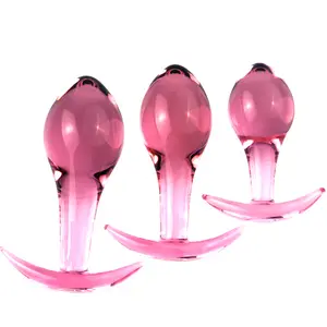 3 Piece Set Xl Large Glass Anal Plugs Wholesale Cheap Pink Glass Anal Egg Plug For Women Adult Sex Toy