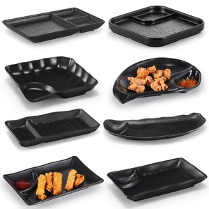 <b>Melamine</b> snacks in a mother-and-child <b>plate</b> with dipping sauce dish, hot pot, barbecue, wasabi, squid strips, cucumber dish, - Product Image 1
