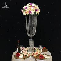 Support à fleurs en verre fait main, lustre romantique, centre de table de mariage, décorations pour banquets, maisons et hôtels, ensemble personnalisable