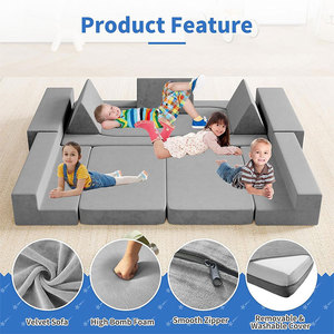 Childrens Play <b>Sofa</b> Modular Foam Indoor Furniture For <b>Kids</b> With Velvet Cover And Smooth Zipper - Product Image 1