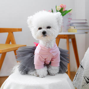 Bereit zu versenden Haustier Kleidung XS-XL Hund Mode Kleidung Frühling Sommer Hund Kleidung Stilvolle Gaze Kleid mit Bowknot - Product Image 4