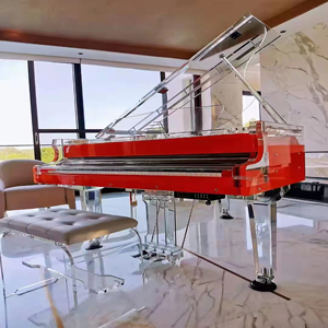 Piano à queue de luxe de haute qualité en acrylique rouge et de style mécanique, instrument à clavier acoustique Js-egq02, piano en acrylique rouge de luxe - Product Image 3