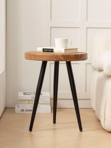 Rustic Modern <b>Solid</b> <b>Wood</b> Round Coffee Table Set Adjustable Features for Small Apartment Living Room Balcony Customized Color - Product Image 4