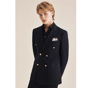 Blaze <span class=keywords><strong>bleu</strong></span> <span class=keywords><strong>marine</strong></span> Double boutonnage <span class=keywords><strong>costume</strong></span> ample hommes affaires <span class=keywords><strong>veste</strong></span> formelle <span class=keywords><strong>costume</strong></span> <span class=keywords><strong>de</strong></span> marié robe <span class=keywords><strong>de</strong></span> mariée - Product Image 4