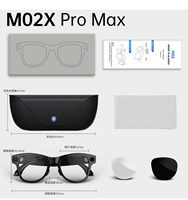 نظارات ذكية عالية الجودة M02 Pro Max مع تسجيل فيديو بدقة 8 ميجابكسل ومساعد ذكاء اصطناعي للدردشة وترجمة بتقنية الذكاء الاصطناعي ومشغل موسيقى بلوتوث