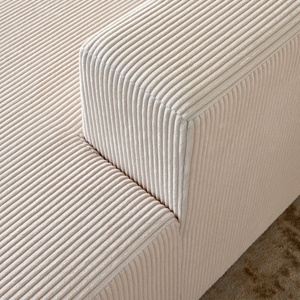 Sofá Seccional Moderno Contemporáneo, Conjunto de Sofás de Franela Beige Cuadrados Comprimidos, Sofá de Esquina Tapizado de Lujo para Sala de Estar de Apartamento - Product Image 4