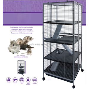 Espacioso 24 "x 24" alambre de Metal para interiores pequeño Animal conejillo de indias y jaula para conejos hábitat móvil para mascotas con hamacas - Product Image 6