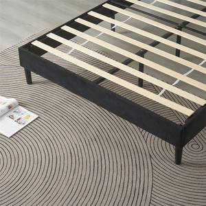 <span class=keywords><strong>Lit</strong></span> en bois massif avec rembourrage épais, design moderne, vente directe, meubles de chambre à coucher de villa, sans ressort, revêtement en velours <span class=keywords><strong>gris</strong></span> - Product Image 4