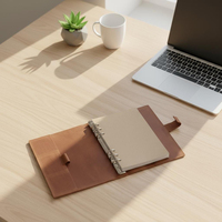 Couverture de classeur A5 en cuir véritable avec poignée, personnalisable, pour carnet à feuilles mobiles, en cuir de vachette, rechargeable, idéal pour les cadeaux