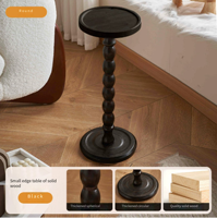 Table d'appoint vintage en bois massif, mini table d'appoint mobile, table de chevet de luxe légère pour porte-bougie