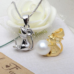 Colgante de Plata S925 para DIY, Año del Ratón del Zodiaco, Collar de Perlas de 5-6mm con Base Vacía para Cabello de Bebé 2853 - Product Image 1