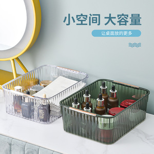 Desktop Storage Box Rectangular Transparent Large Capacity For Makeup Bathroom Kitchen Organization - Product Image 1