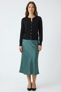 Cárdigan de Punto Fino Elegante para <span class=keywords><strong>Mujer</strong></span>, OEM ODM, con Botones de Perla, Cuello Redondo, Manga Larga, Estilo Casual - Product Image 2
