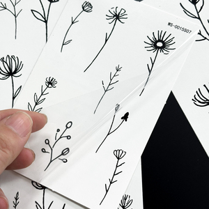 Adesivi per Tatuaggi Temporanei Minimalisti con Linee Floreali, Contorno Nero, Rami di Piante, Tatuaggi Finti, 10 Pezzi, Impermeabili, Piccoli Adesivi Decorativi per il Corpo - Product Image 6