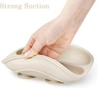 Assiette d'alimentation pour bébé en silicone, réutilisable, à ventouse puissante, sans BPA, écologique, mignonne et compartimentée, qualité alimentaire, directement de l'usine