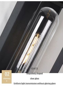 Lámpara de Pared Exterior Moderna y Minimalista E14, Luminaria de Pared LED para Exteriores, Lámpara de Jardín de Metal - Product Image 6