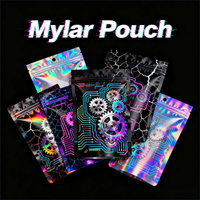 Sachet d'emballage plastique personnalisé à fermeture éclair trois côtés, 3,5g, en Mylar, anti-odeur, holographique, pochette autoportante pour bonbons gélifiés