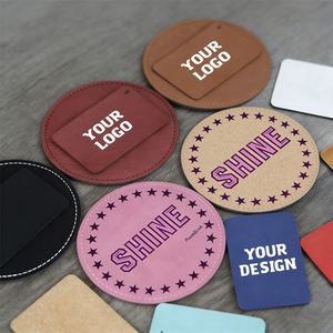 Custom Logo Laser <b>Coaster</b> Double Sided Faux Leather <b>Coasters</b> for <b>Drinks</b> - Product Image 1