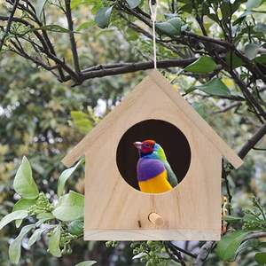 El-boyalı açık asılı mavi kuş ispinozları için Aviary ahşap kuş evi bahçe veranda dekorasyon için - Product Image 6