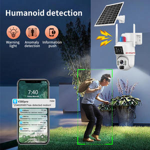 Caméra de sécurité CCTV Wifi à vision nocturne, caméra à double objectif alimentée par énergie solaire, caméra de surveillance Wifi - Product Image 5