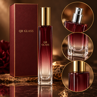 Flacon pulvérisateur d'huile de parfum portable vide, emballage rond ou carré en verre transparent avec logo