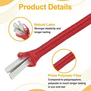2.5mm Bright Red Heavy Duty Braided Elastic Macrame Cord for Bags & Shoes Garment Kayak <b>Tarp</b> Tent Canopy Camping DIY - Product Image 2