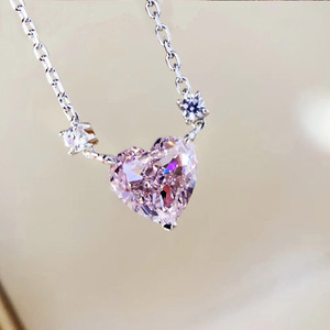 Collana con Ciondolo a Cuore Rosa per Donne, Catena Lunga, Charm d'Amore, Gioiello alla Moda per Uso Quotidiano, Regalo - Product Image 3