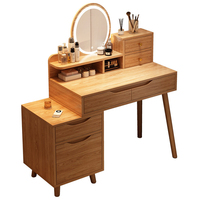 Coiffeuse de chambre en bois massif avec miroir et tiroirs, design simple, prix de gros abordable